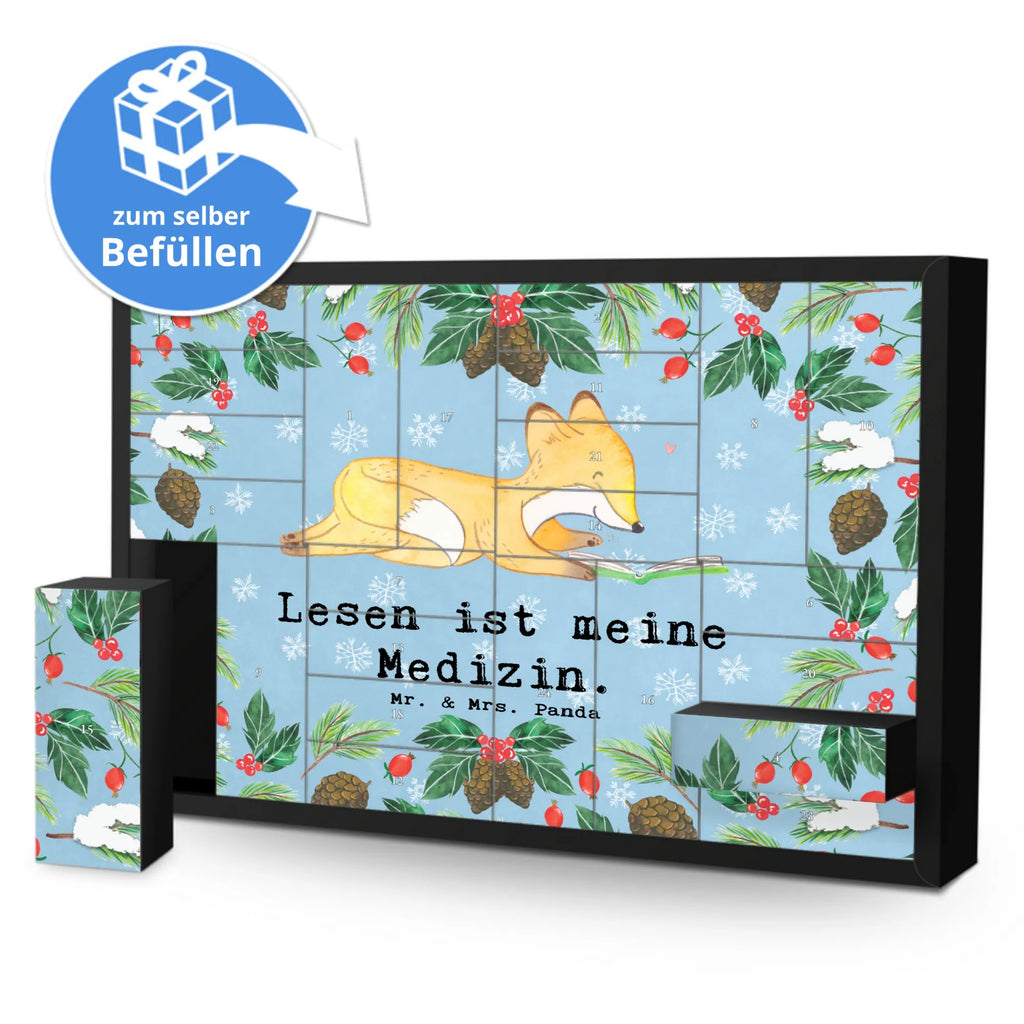 Befüllbarer Adventskalender Fuchs Lesen Befüllbarer Adventskalender, Adventskalender zum selbst befüllen, Geschenk, Sport, Sportart, Hobby, Schenken, Danke, Dankeschön, Auszeichnung, Gewinn, Sportler, lesen, Bücher lesen, Bücherwurm