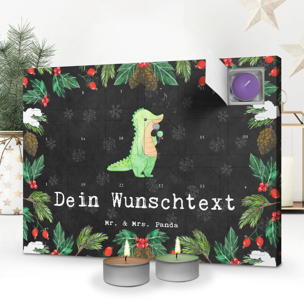 Personalisierter Duftkerzen Adventskalender Krokodil Singen Personalisierter Duftkerzen Adventskalender, Geschenk, Sport, Sportart, Hobby, Schenken, Danke, Dankeschön, Auszeichnung, Gewinn, Sportler, Singen, Band, Live Auftritt, Gesang, Hobbysänger