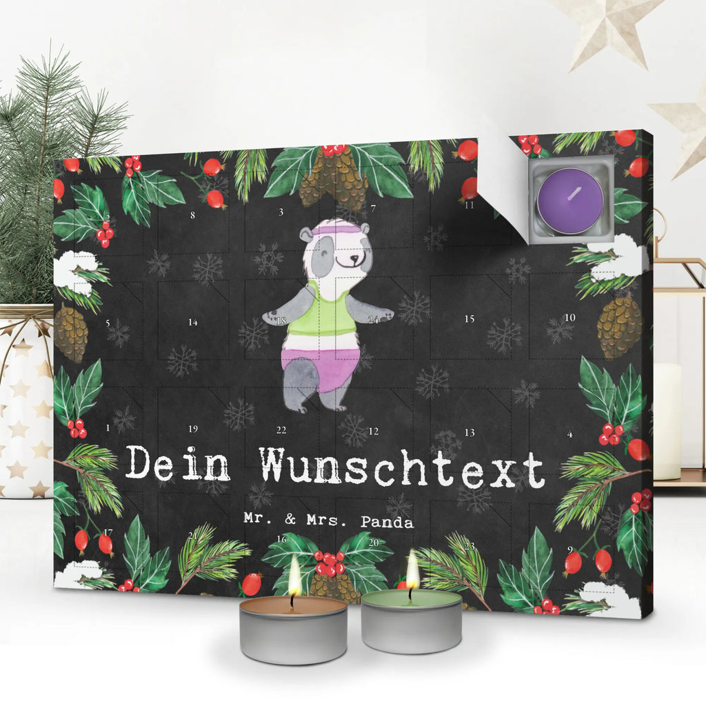 Personalisierter Duftkerzen Adventskalender Panda Aerobic Personalisierter Duftkerzen Adventskalender, Geschenk, Sport, Sportart, Hobby, Schenken, Danke, Dankeschön, Auszeichnung, Gewinn, Sportler, Aerobic, Aerobic Fitness, Fitnessstudio