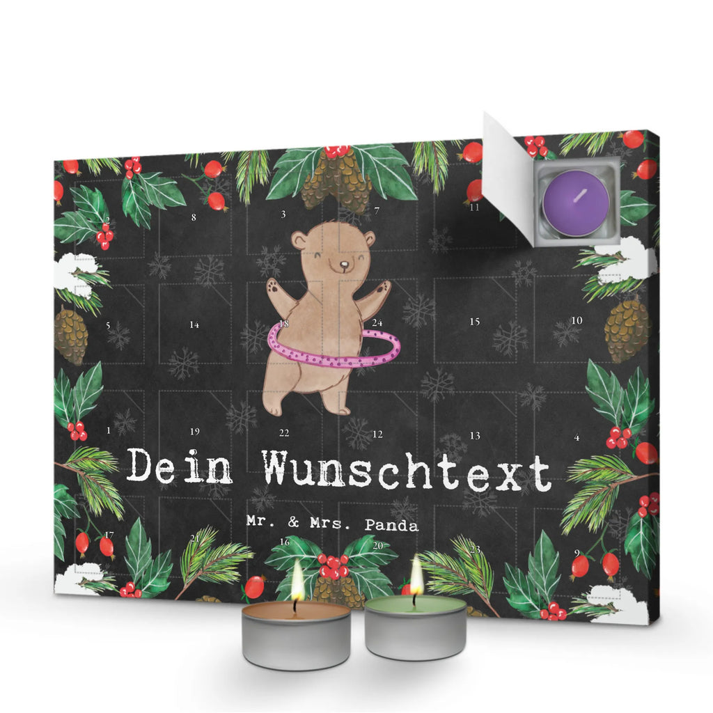 Personalisierter Duftkerzen Adventskalender Bär Hula Hoop Personalisierter Duftkerzen Adventskalender, Geschenk, Sport, Sportart, Hobby, Schenken, Danke, Dankeschön, Auszeichnung, Gewinn, Sportler, Hula Hoop, Fitness, Training