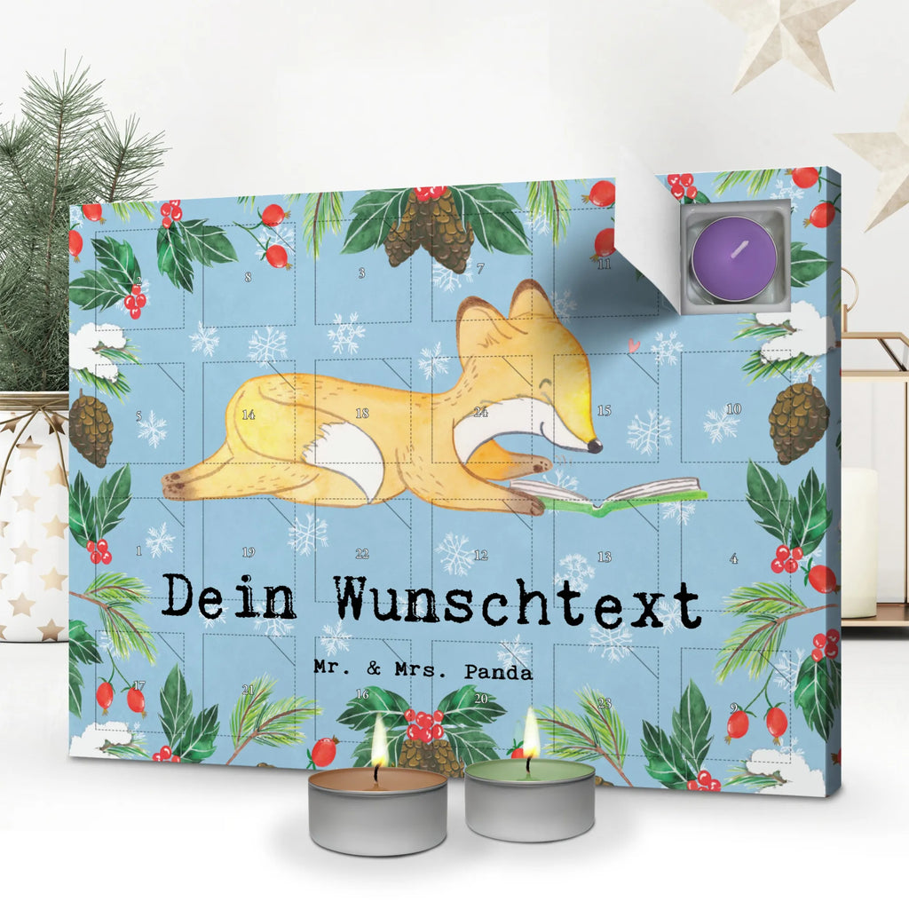 Personalisierter Duftkerzen Adventskalender Fuchs Lesen Personalisierter Duftkerzen Adventskalender, Geschenk, Sport, Sportart, Hobby, Schenken, Danke, Dankeschön, Auszeichnung, Gewinn, Sportler, lesen, Bücher lesen, Bücherwurm