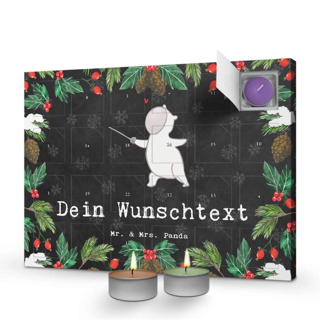 Personalisierter Duftkerzen Adventskalender Panda Fechten Personalisierter Duftkerzen Adventskalender, Geschenk, Sport, Sportart, Hobby, Schenken, Danke, Dankeschön, Auszeichnung, Gewinn, Sportler, Fechten, Fechter Bund, Fecht Verein, Fecht Club