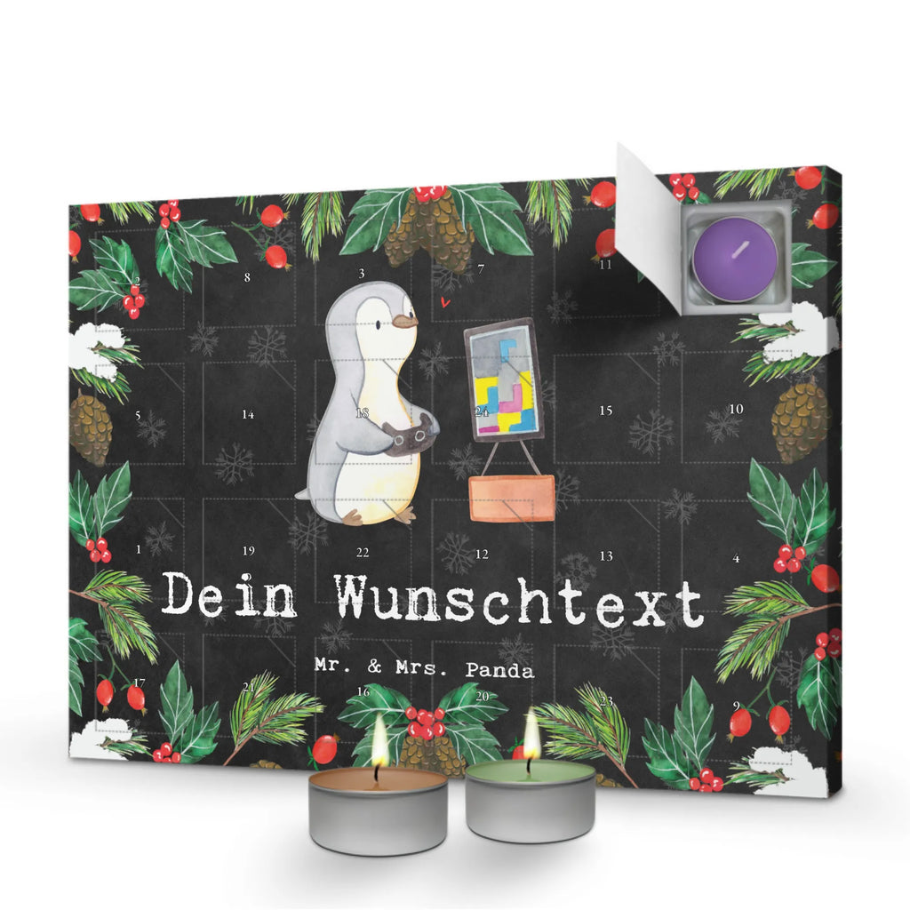 Personalisierter Duftkerzen Adventskalender Pinguin Zocken Personalisierter Duftkerzen Adventskalender, Geschenk, Sport, Sportart, Hobby, Schenken, Danke, Dankeschön, Auszeichnung, Gewinn, Sportler, Zocken, Gaming, Videospiele, Videogames