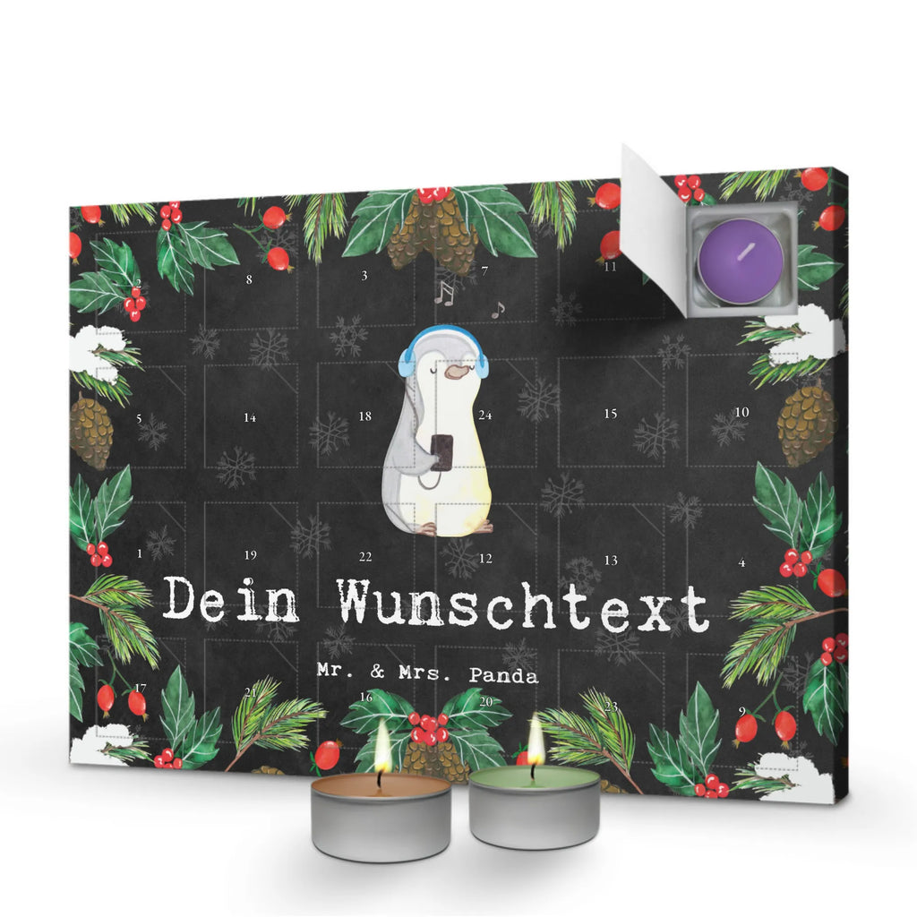 Personalisierter Duftkerzen Adventskalender Pinguin Musik hören Personalisierter Duftkerzen Adventskalender, Geschenk, Sport, Sportart, Hobby, Schenken, Danke, Dankeschön, Auszeichnung, Gewinn, Sportler, Musik hören, Lieblingssong