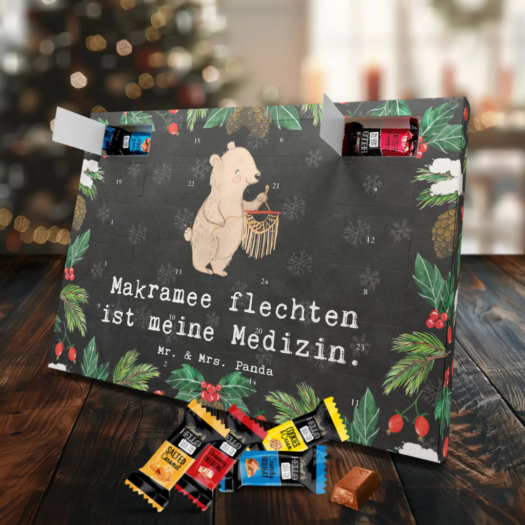 Markenschokolade Adventskalender Bär Makramee Adventskalender, Weihnachtskalender, Markenschokolade Adventskalender, Geschenk, Sport, Sportart, Hobby, Schenken, Danke, Dankeschön, Auszeichnung, Gewinn, Sportler, Makramee, Basteln, Basteln mit Makramee