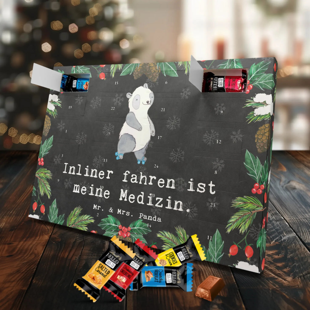 Markenschokolade Adventskalender Panda Inliner fahren Adventskalender, Weihnachtskalender, Markenschokolade Adventskalender, Geschenk, Sport, Sportart, Hobby, Schenken, Danke, Dankeschön, Auszeichnung, Gewinn, Sportler, Inliner fahren, Rollschuh fahren, Rollerblades, inlinern