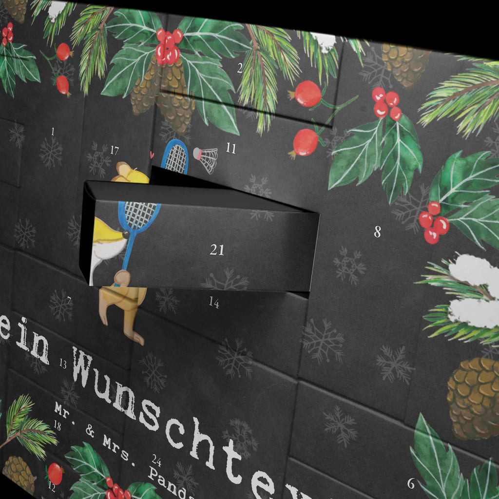 Personalisierter Befüllbarer Adventskalender Fuchs Federball spielen Befüllbarer Adventskalender, Adventskalender zum selbst befüllen, Geschenk, Sport, Sportart, Hobby, Schenken, Danke, Dankeschön, Auszeichnung, Gewinn, Sportler, Federball spielen, Badminton