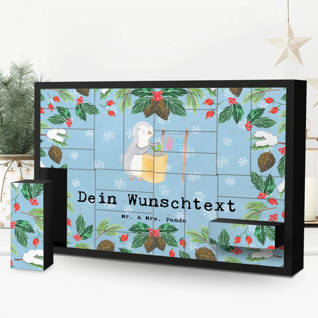 Personalisierter Befüllbarer Adventskalender Pinguin Kerzenziehen Befüllbarer Adventskalender, Adventskalender zum selbst befüllen, Geschenk, Sport, Sportart, Hobby, Schenken, Danke, Dankeschön, Auszeichnung, Gewinn, Sportler, Kerzenziehen, Kerzen ziehen. DIY, Deko basteln