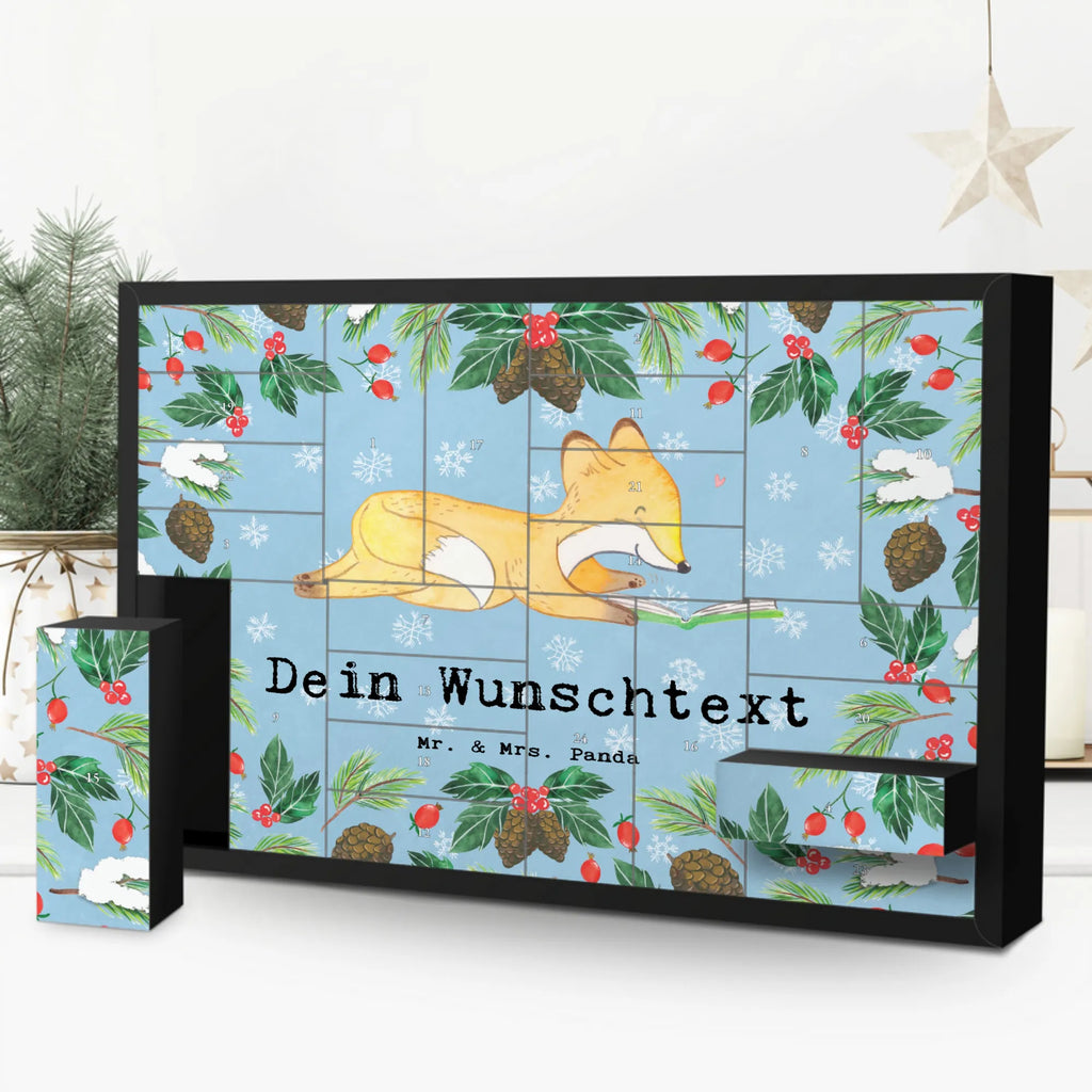 Personalisierter Befüllbarer Adventskalender Fuchs Lesen Befüllbarer Adventskalender, Adventskalender zum selbst befüllen, Geschenk, Sport, Sportart, Hobby, Schenken, Danke, Dankeschön, Auszeichnung, Gewinn, Sportler, lesen, Bücher lesen, Bücherwurm