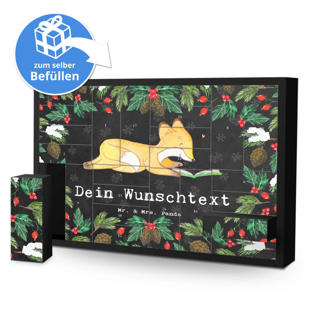 Personalisierter Befüllbarer Adventskalender Fuchs Lesen Befüllbarer Adventskalender, Adventskalender zum selbst befüllen, Geschenk, Sport, Sportart, Hobby, Schenken, Danke, Dankeschön, Auszeichnung, Gewinn, Sportler, lesen, Bücher lesen, Bücherwurm