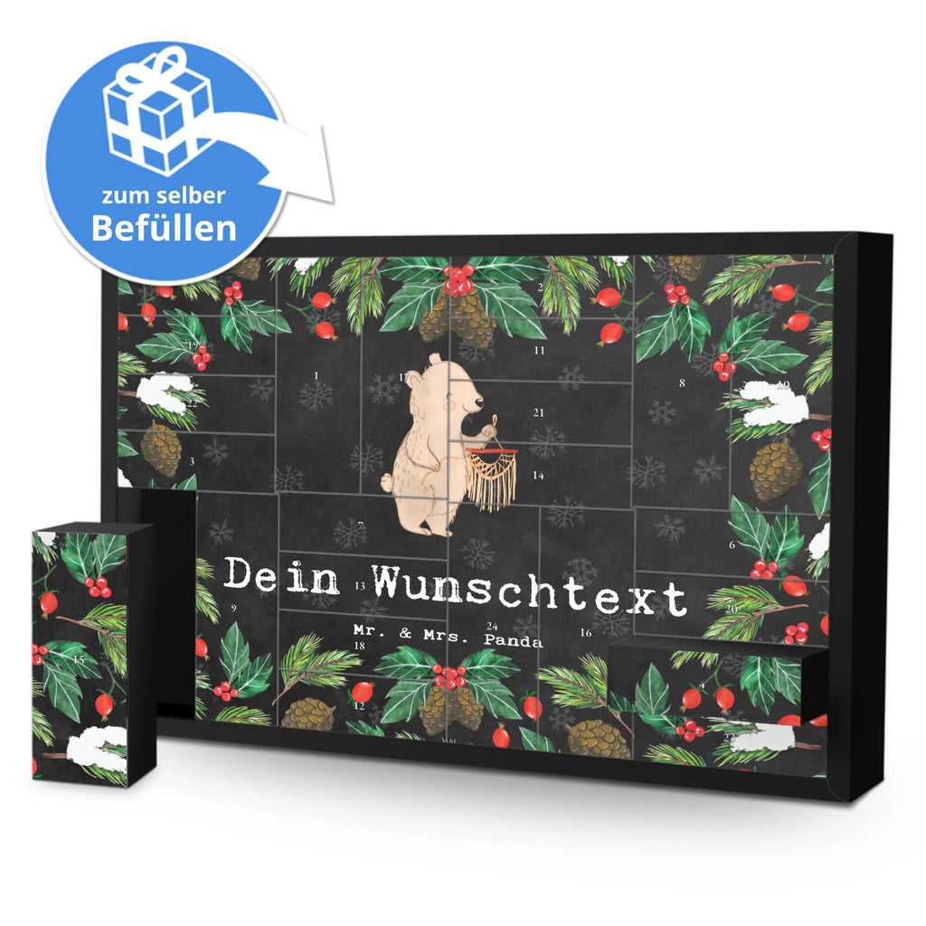 Personalisierter Befüllbarer Adventskalender Bär Makramee Befüllbarer Adventskalender, Adventskalender zum selbst befüllen, Geschenk, Sport, Sportart, Hobby, Schenken, Danke, Dankeschön, Auszeichnung, Gewinn, Sportler, Makramee, Basteln, Basteln mit Makramee