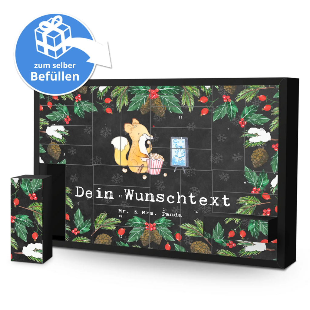 Personalisierter Befüllbarer Adventskalender Fuchs Filme gucken Befüllbarer Adventskalender, Adventskalender zum selbst befüllen, Geschenk, Sport, Sportart, Hobby, Schenken, Danke, Dankeschön, Auszeichnung, Gewinn, Sportler, Filmabend, Filme gucken, TV, Fernsehen, Kino