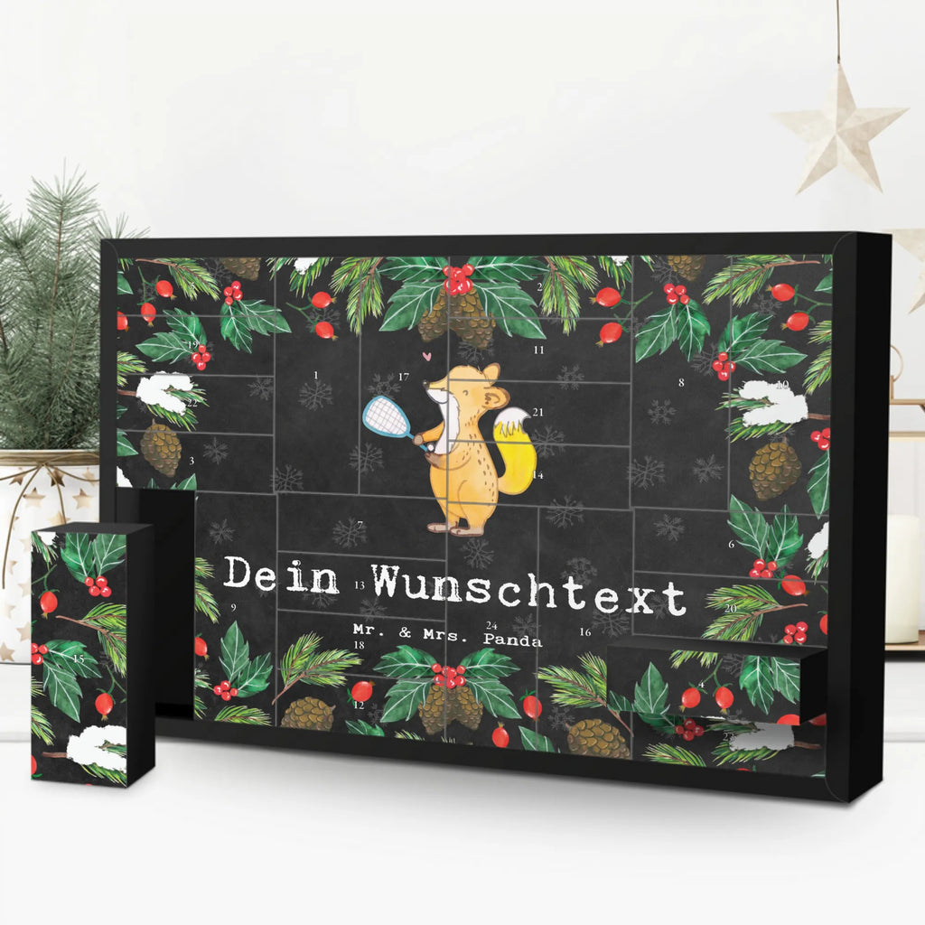 Personalisierter Befüllbarer Adventskalender Fuchs Squash spielen Befüllbarer Adventskalender, Adventskalender zum selbst befüllen, Geschenk, Sport, Sportart, Hobby, Schenken, Danke, Dankeschön, Auszeichnung, Gewinn, Sportler, Squash spielen, Squashhalle, Ballsport