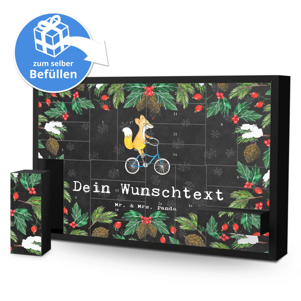 Personalisierter Befüllbarer Adventskalender Fuchs Fahrrad fahren Befüllbarer Adventskalender, Adventskalender zum selbst befüllen, Geschenk, Sport, Sportart, Hobby, Schenken, Danke, Dankeschön, Auszeichnung, Gewinn, Sportler, Fahrrad fahren, Radeln, Trekking, Mountainbiking, Radsport