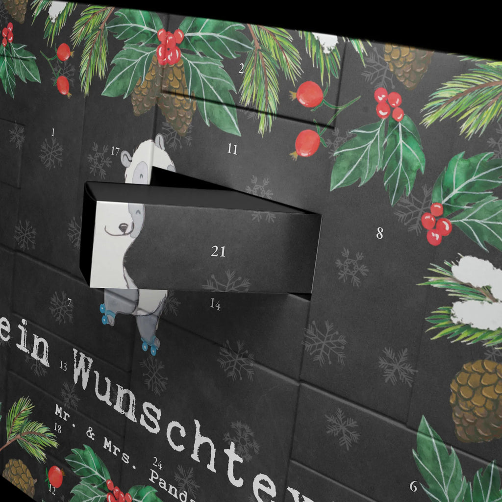 Personalisierter Befüllbarer Adventskalender Panda Inliner fahren Befüllbarer Adventskalender, Adventskalender zum selbst befüllen, Geschenk, Sport, Sportart, Hobby, Schenken, Danke, Dankeschön, Auszeichnung, Gewinn, Sportler, Inliner fahren, Rollschuh fahren, Rollerblades, inlinern