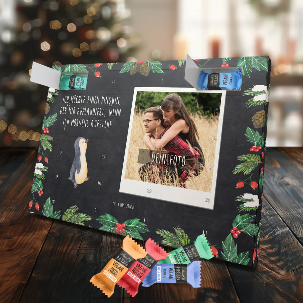 Personalisierter veganer Foto Adventskalender Pinguin marschieren Personalisierter veganer Foto Adventskalender, Pinguin, Pinguine, Frühaufsteher, Langschläfer, Bruder, Schwester, Familie