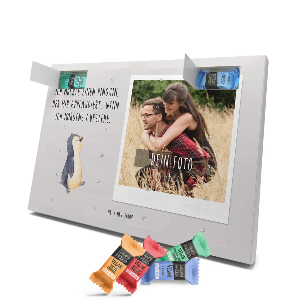 Personalisierter veganer Foto Adventskalender Pinguin marschieren Personalisierter veganer Foto Adventskalender, Pinguin, Pinguine, Frühaufsteher, Langschläfer, Bruder, Schwester, Familie