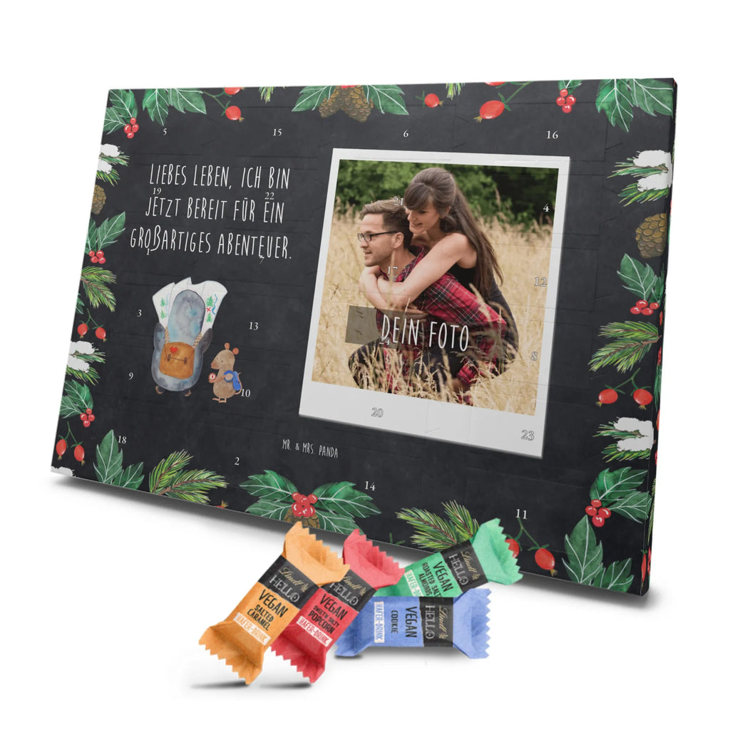 Personalisierter veganer Foto Adventskalender Pinguin & Maus Wanderer Personalisierter veganer Foto Adventskalender, Pinguin, Pinguine, Abenteurer, Abenteuer, Roadtrip, Ausflug, Wanderlust, wandern