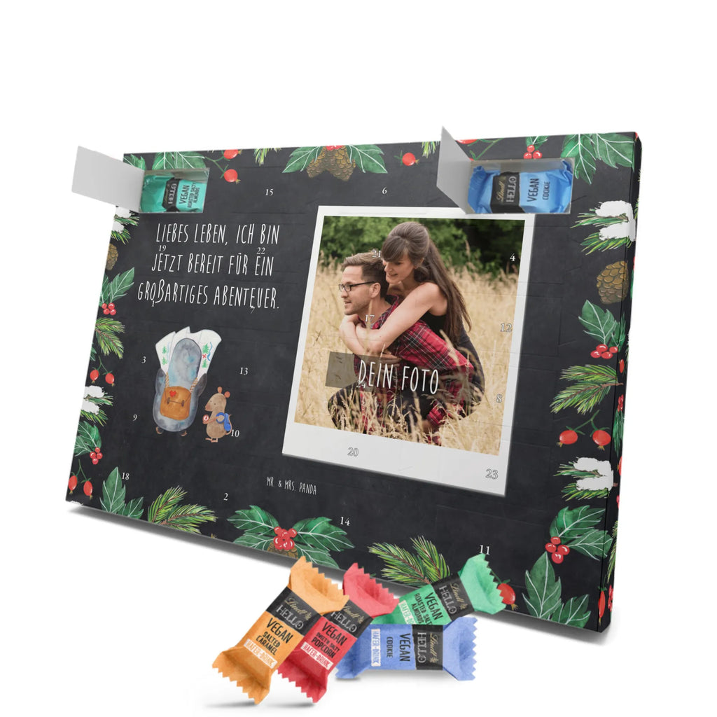 Personalisierter veganer Foto Adventskalender Pinguin & Maus Wanderer Personalisierter veganer Foto Adventskalender, Pinguin, Pinguine, Abenteurer, Abenteuer, Roadtrip, Ausflug, Wanderlust, wandern