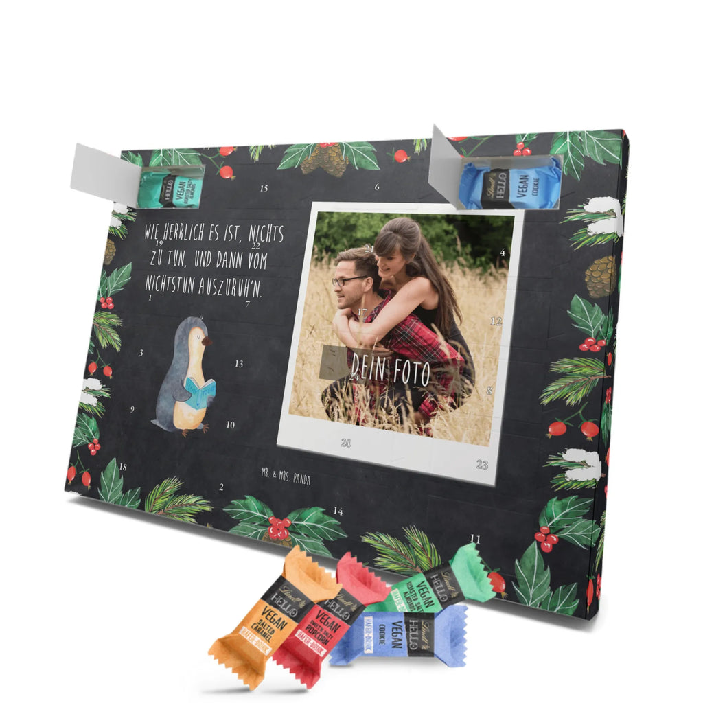 Personalisierter veganer Foto Adventskalender Pinguin Buch Personalisierter veganer Foto Adventskalender, Pinguin, Pinguine, Buch, Lesen, Bücherwurm, Nichtstun, Faulenzen, Ferien, Urlaub, Freizeit