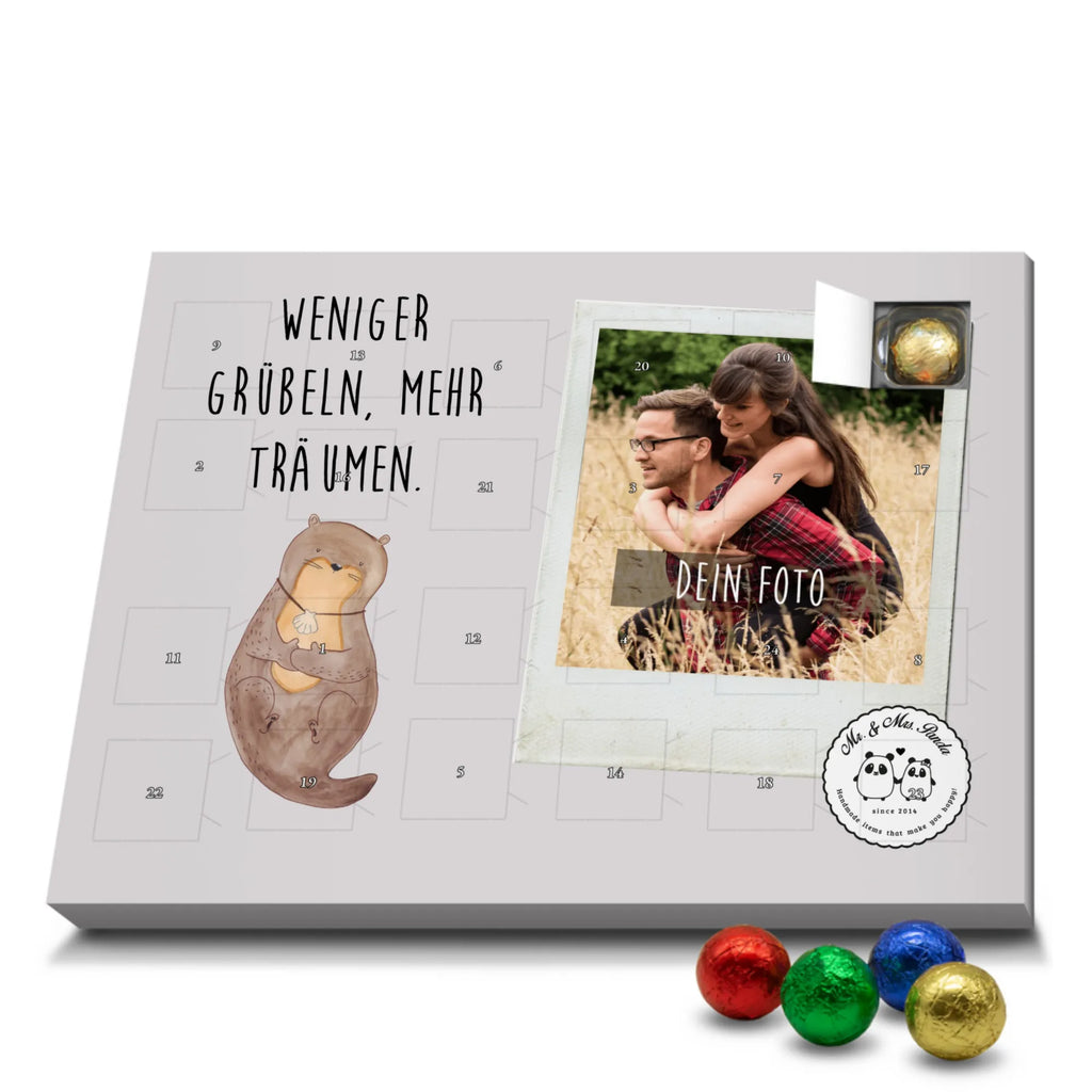 Personalisierter Schoko Foto Adventskalender Otter Muschel Personalisierter Schoko Foto Adventskalender, Otter, Fischotter, Seeotter, Otterliebe, grübeln, träumen, Motivation, Tagträumen, Büro