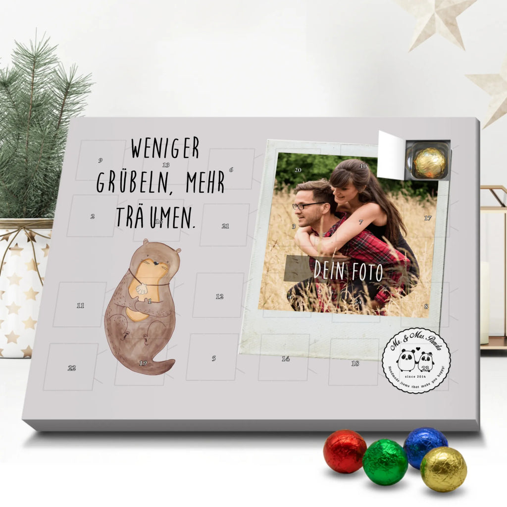 Personalisierter Schoko Foto Adventskalender Otter Muschel Personalisierter Schoko Foto Adventskalender, Otter, Fischotter, Seeotter, Otterliebe, grübeln, träumen, Motivation, Tagträumen, Büro