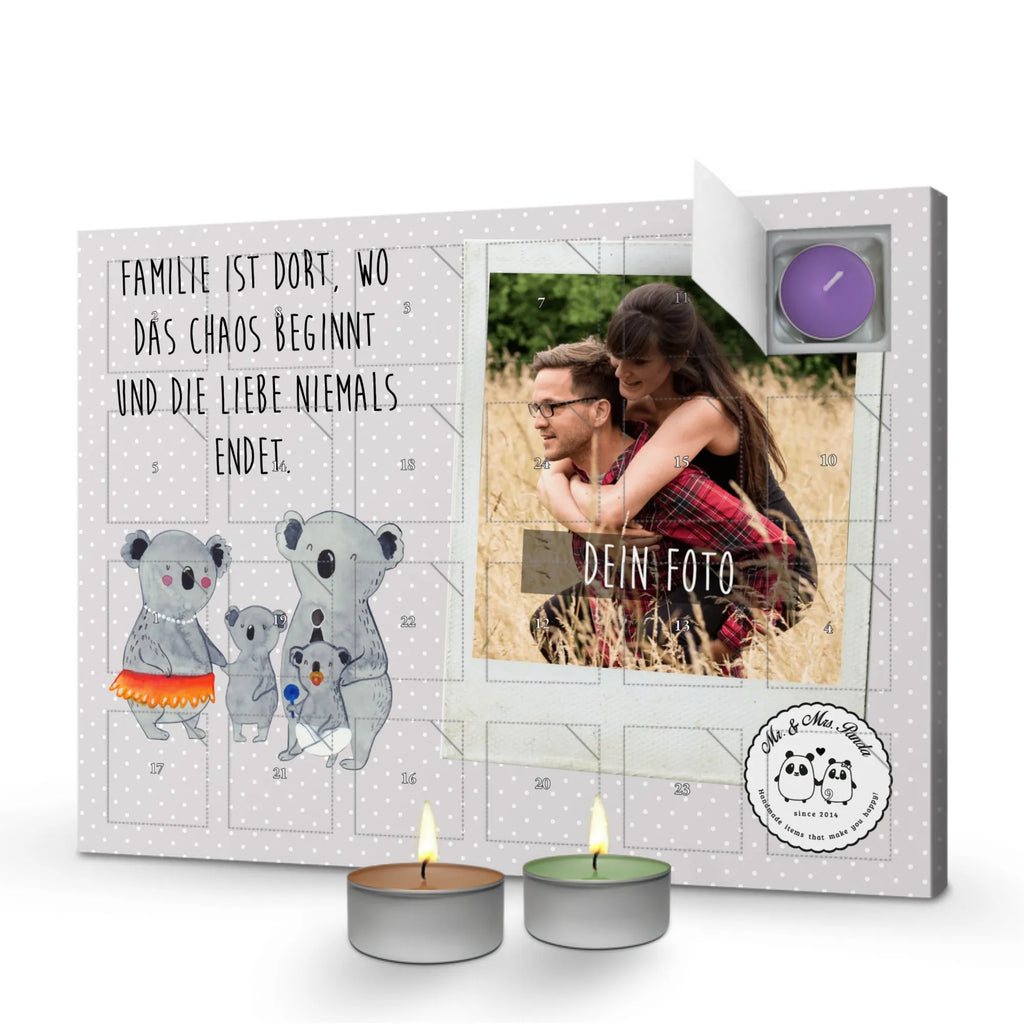 Personalisierter Duftkerzen Foto Adventskalender Koala Familie Personalisierter Duftkerzen Foto Adventskalender, Familie, Vatertag, Muttertag, Bruder, Schwester, Mama, Papa, Oma, Opa, Koala, Koalas, Family, Kinder, Geschwister, Familienleben