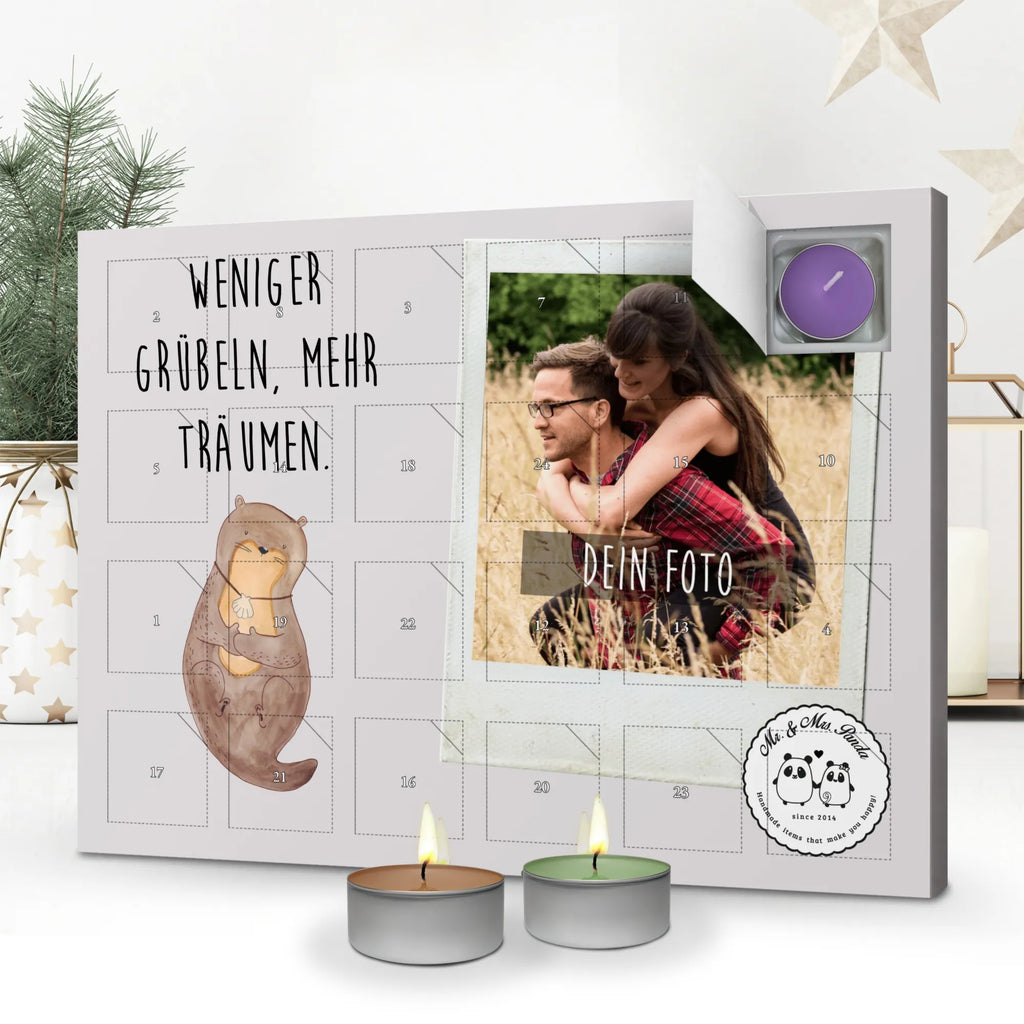 Personalisierter Duftkerzen Foto Adventskalender Otter Muschel Personalisierter Duftkerzen Foto Adventskalender, Otter, Fischotter, Seeotter, Otterliebe, grübeln, träumen, Motivation, Tagträumen, Büro