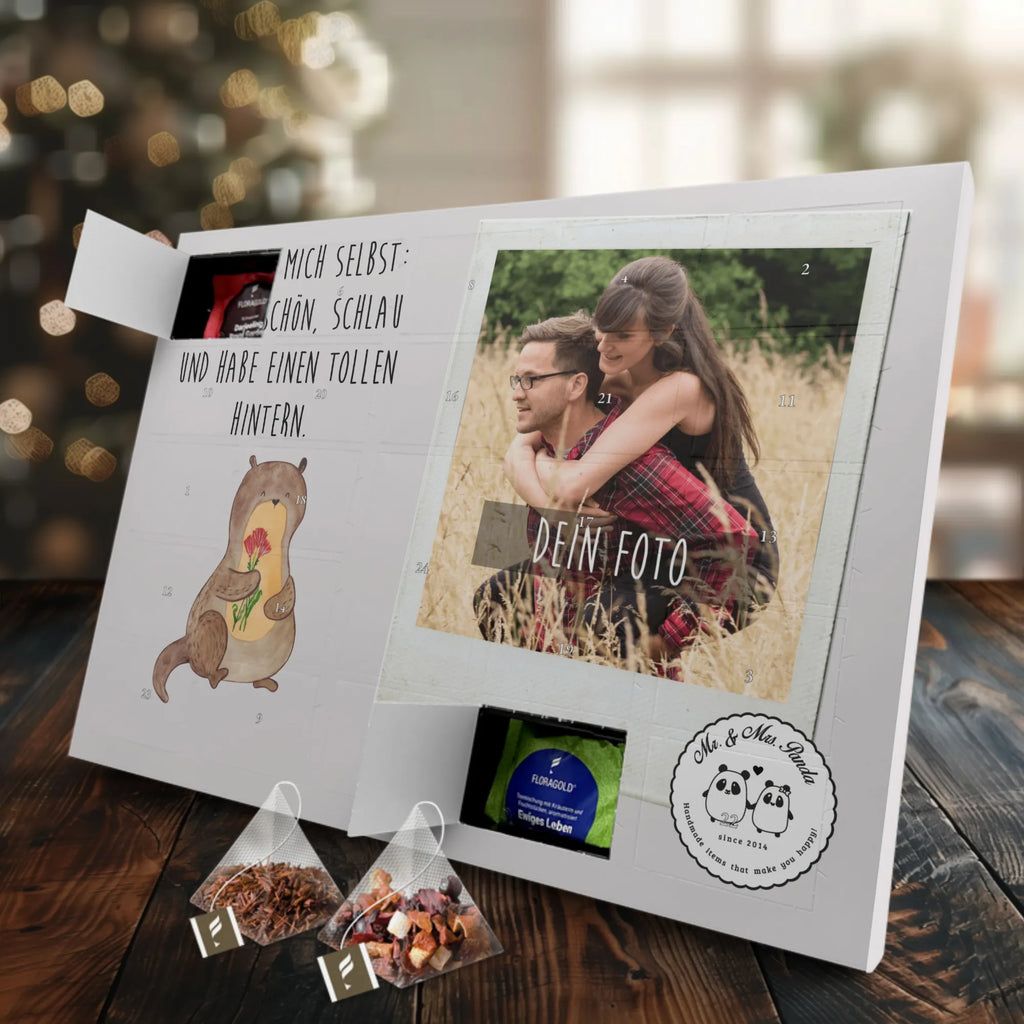 Personalisierter Tee Foto Adventskalender Otter Blumenstrauß Personalisierter Tee Foto Adventskalender, Otter, Fischotter, Seeotter, Otter Seeotter See Otter