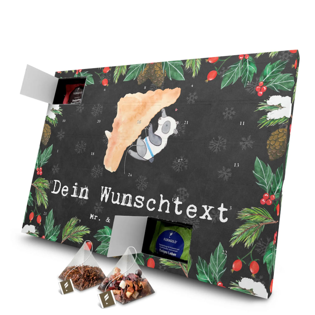 Personalisierter Tee Adventskalender Panda Klettern Personalisierter Tee Adventskalender, Geschenk, Sport, Sportart, Hobby, Schenken, Danke, Dankeschön, Auszeichnung, Gewinn, Sportler, Klettern, Bouldern, Kletterhalle, Klettersport