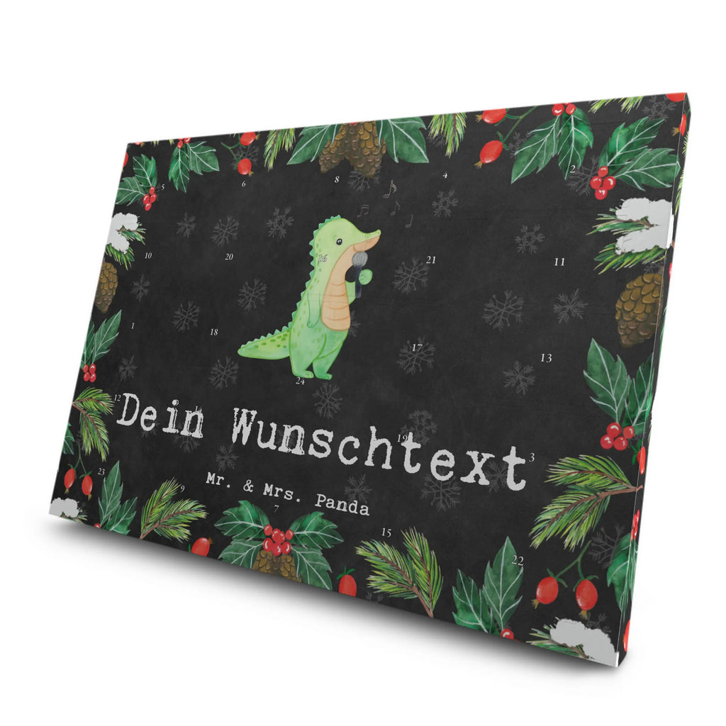 Personalisierter Tee Adventskalender Krokodil Singen Personalisierter Tee Adventskalender, Geschenk, Sport, Sportart, Hobby, Schenken, Danke, Dankeschön, Auszeichnung, Gewinn, Sportler, Singen, Band, Live Auftritt, Gesang, Hobbysänger