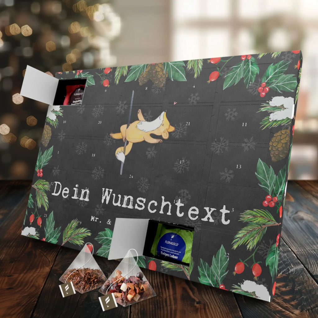 Personalisierter Tee Adventskalender Fuchs Poledance Personalisierter Tee Adventskalender, Geschenk, Sport, Sportart, Hobby, Schenken, Danke, Dankeschön, Auszeichnung, Gewinn, Sportler, Pole Dance, Tanzen, Tanz