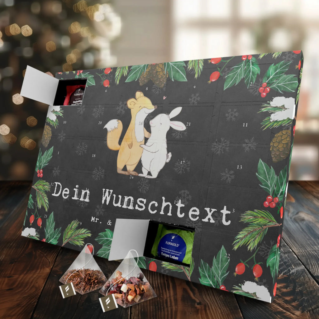 Personalisierter Tee Adventskalender Fuchs Hase Freunde treffen Personalisierter Tee Adventskalender, Geschenk, Sport, Sportart, Hobby, Schenken, Danke, Dankeschön, Auszeichnung, Gewinn, Sportler, Freunde treffen