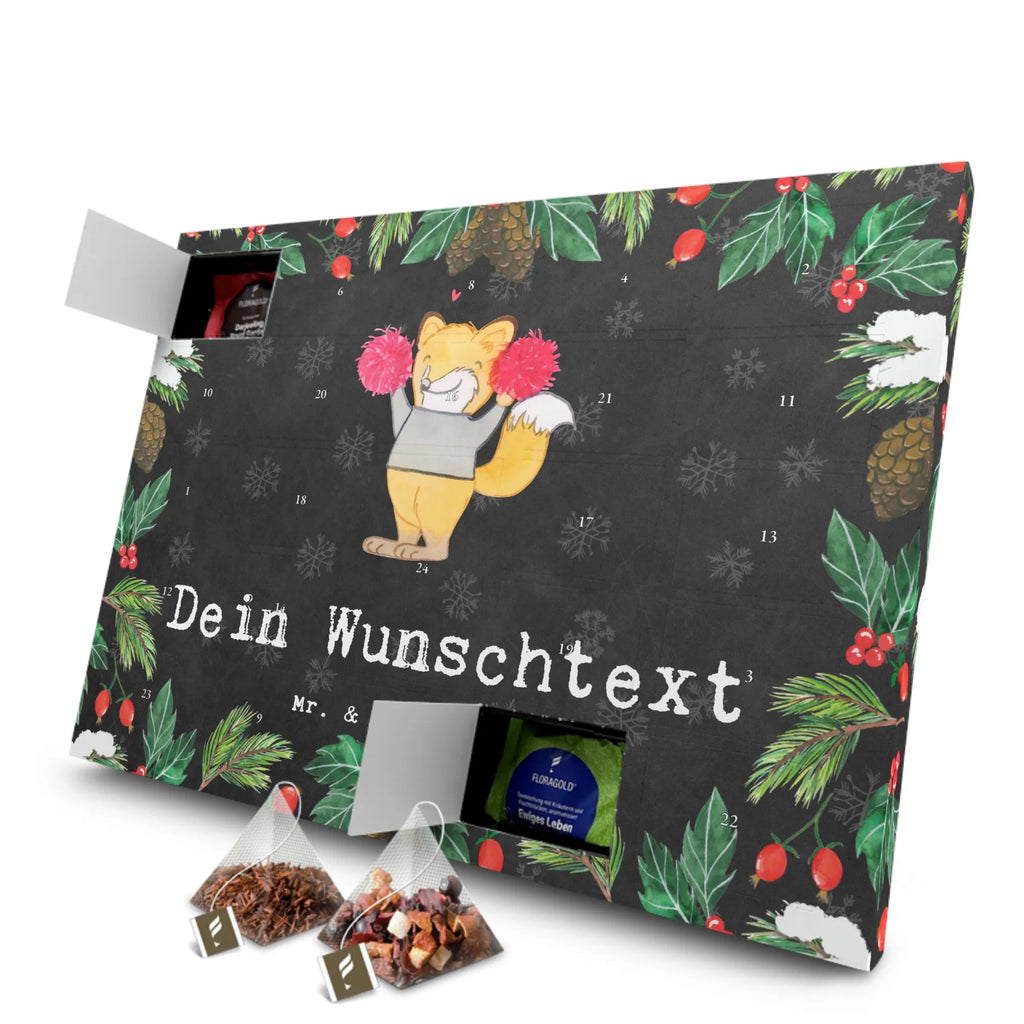 Personalisierter Tee Adventskalender Fuchs Cheerleader Personalisierter Tee Adventskalender, Geschenk, Sport, Sportart, Hobby, Schenken, Danke, Dankeschön, Auszeichnung, Gewinn, Sportler, Cheerleader, Cheerleading, Turnen, Turn Club, Turniere