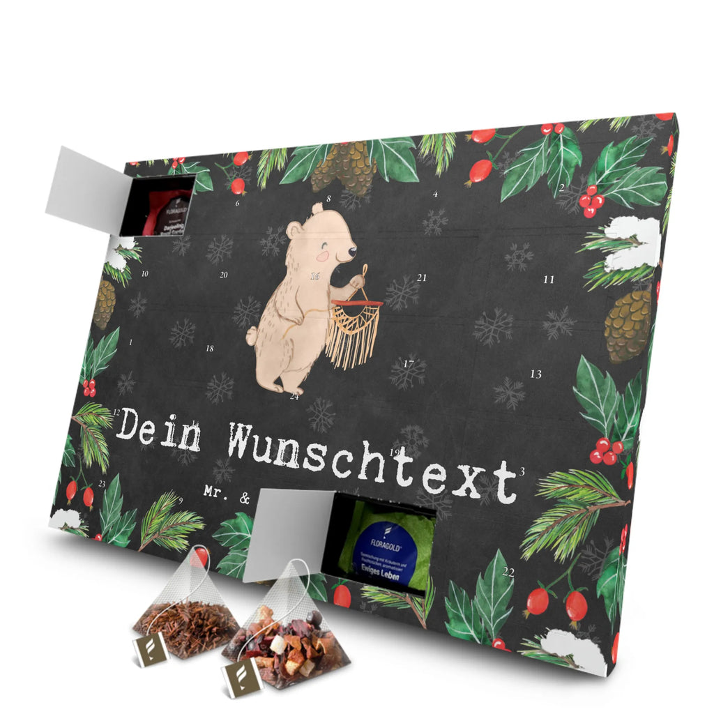 Personalisierter Tee Adventskalender Bär Makramee Personalisierter Tee Adventskalender, Geschenk, Sport, Sportart, Hobby, Schenken, Danke, Dankeschön, Auszeichnung, Gewinn, Sportler, Makramee, Basteln, Basteln mit Makramee