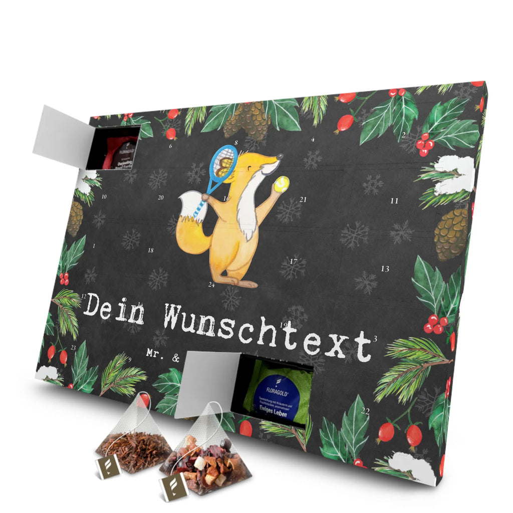 Personalisierter Tee Adventskalender Fuchs Tennis spielen Personalisierter Tee Adventskalender, Geschenk, Sport, Sportart, Hobby, Schenken, Danke, Dankeschön, Auszeichnung, Gewinn, Sportler, Tennis spielen, Tennisclub, Tennisverein, Tennis Turnier, Ballsportart