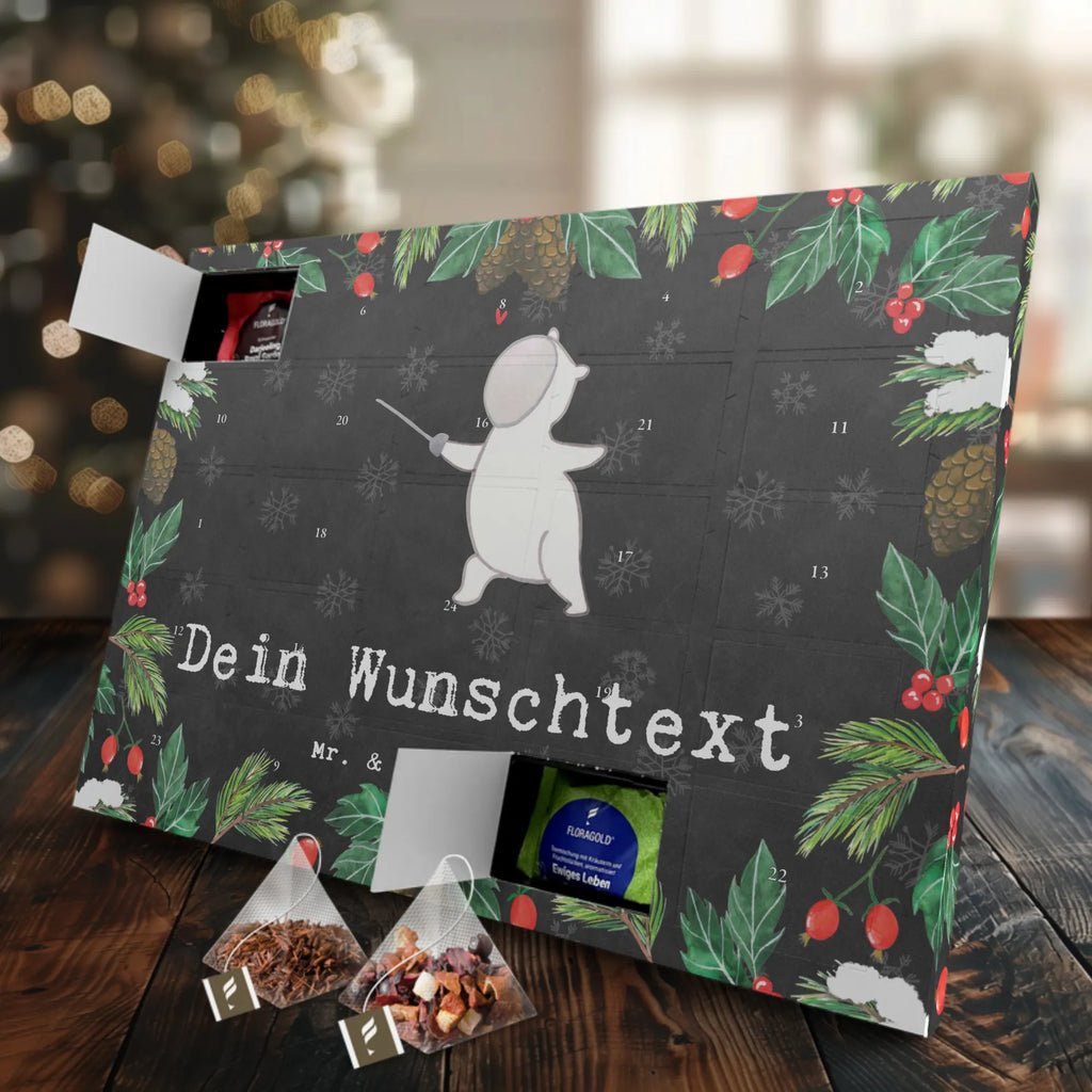 Personalisierter Tee Adventskalender Panda Fechten Personalisierter Tee Adventskalender, Geschenk, Sport, Sportart, Hobby, Schenken, Danke, Dankeschön, Auszeichnung, Gewinn, Sportler, Fechten, Fechter Bund, Fecht Verein, Fecht Club