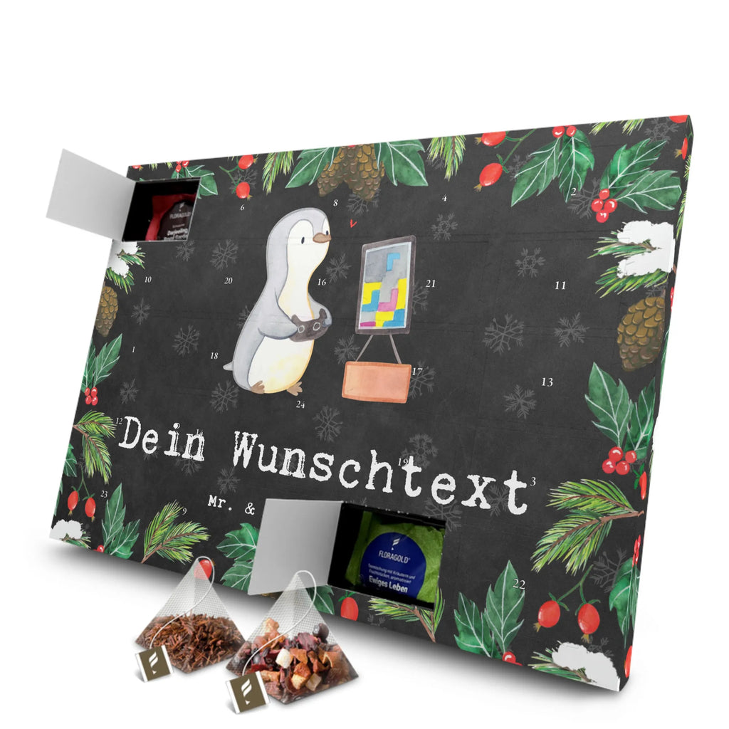 Personalisierter Tee Adventskalender Pinguin Zocken Personalisierter Tee Adventskalender, Geschenk, Sport, Sportart, Hobby, Schenken, Danke, Dankeschön, Auszeichnung, Gewinn, Sportler, Zocken, Gaming, Videospiele, Videogames