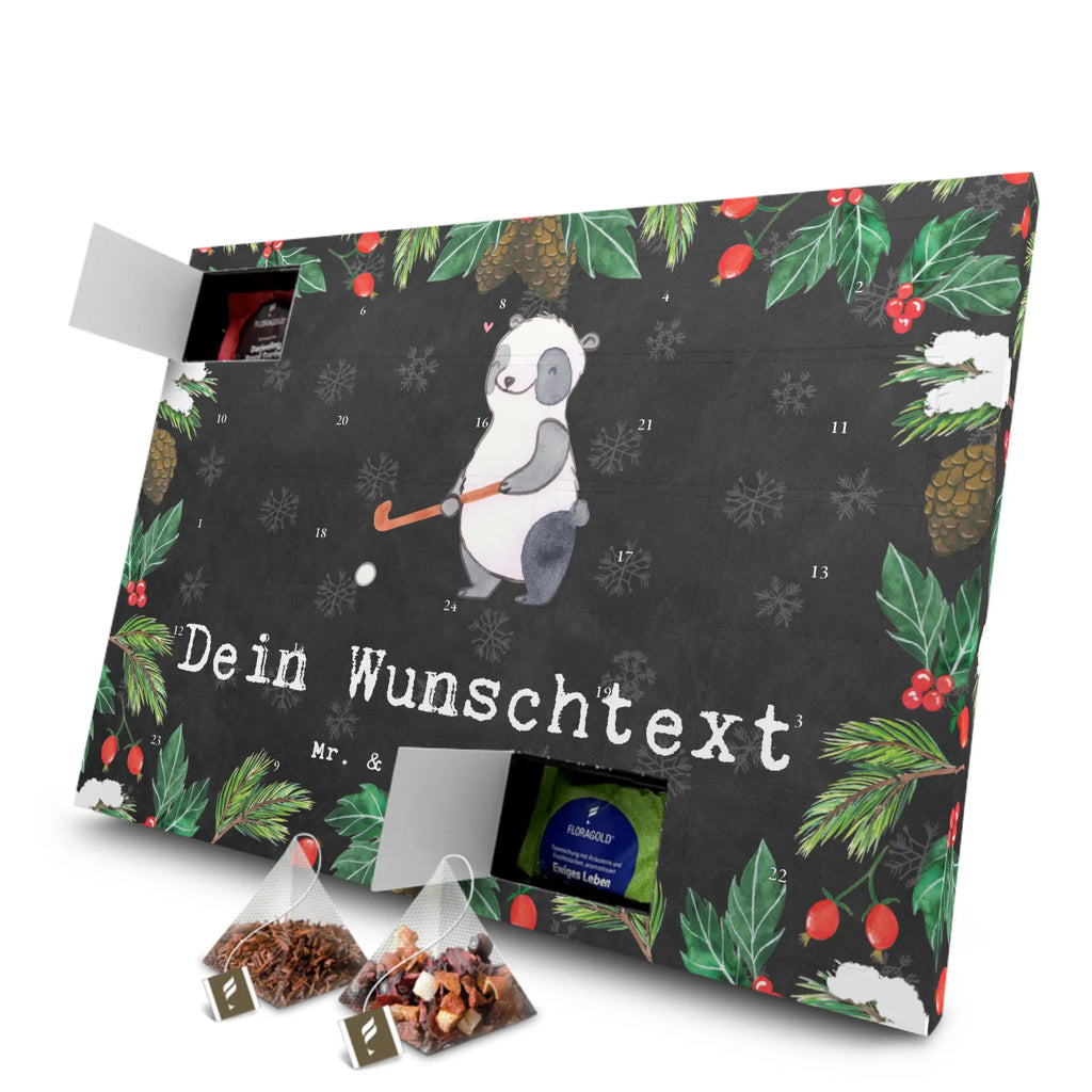 Personalisierter Tee Adventskalender Panda Hockey spielen Personalisierter Tee Adventskalender, Geschenk, Sport, Sportart, Hobby, Schenken, Danke, Dankeschön, Auszeichnung, Gewinn, Sportler, Hockey spielen, Feldhockey, Hockeyschläger, Hockey Verein