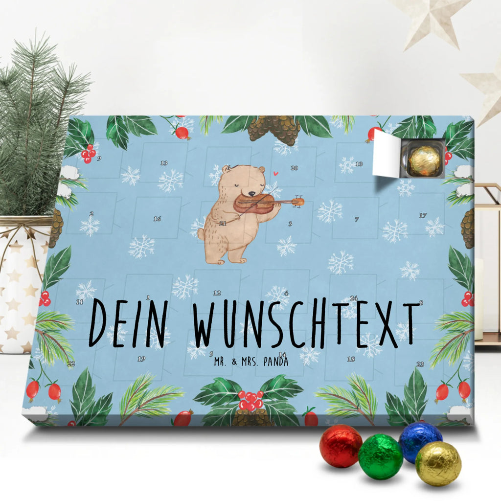 Personalisierter Schoko Adventskalender Bär Geige Personalisierter Adventskalender, Adventskalender mit Namen, Instrumente, Geschenke Musiker, Musikliebhaber