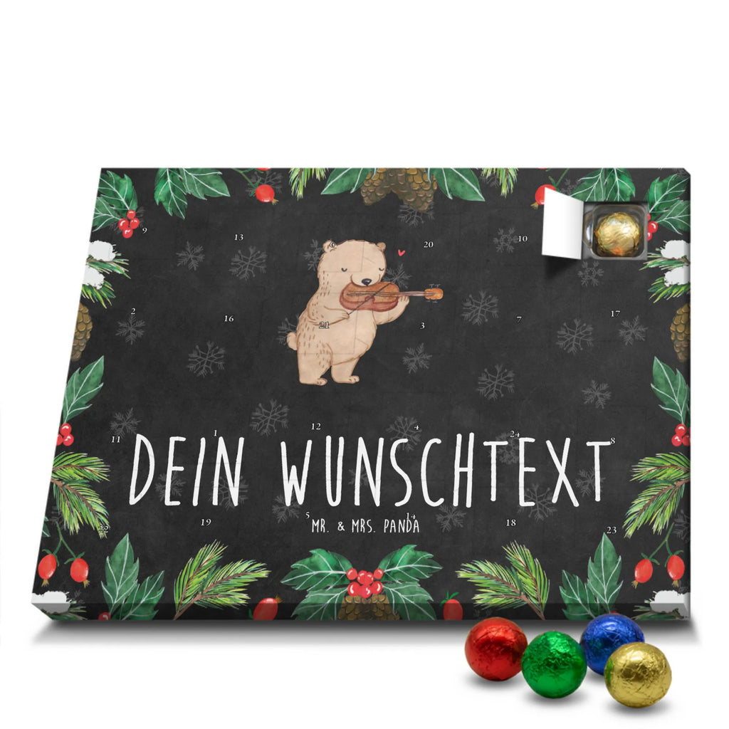 Personalisierter Schoko Adventskalender Bär Geige Personalisierter Adventskalender, Adventskalender mit Namen, Instrumente, Geschenke Musiker, Musikliebhaber