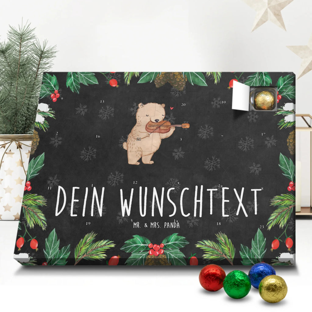 Personalisierter Schoko Adventskalender Bär Geige Personalisierter Adventskalender, Adventskalender mit Namen, Instrumente, Geschenke Musiker, Musikliebhaber