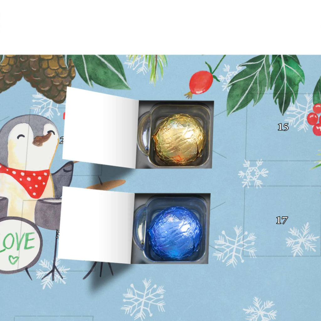 Personalisierter Schoko Adventskalender Pinguin Schlagzeug Personalisierter Adventskalender, Adventskalender mit Namen, Instrumente, Geschenke Musiker, Musikliebhaber