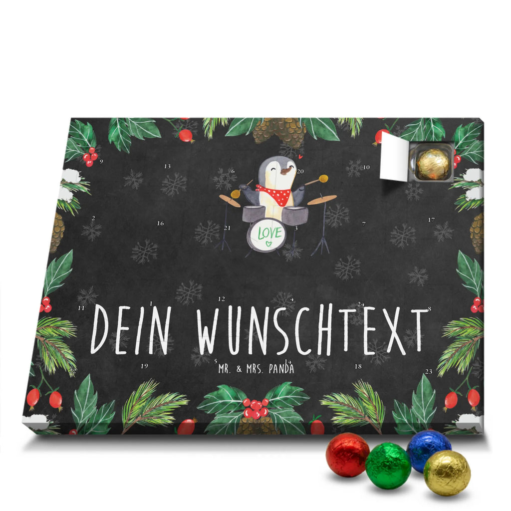 Personalisierter Schoko Adventskalender Pinguin Schlagzeug Personalisierter Adventskalender, Adventskalender mit Namen, Instrumente, Geschenke Musiker, Musikliebhaber