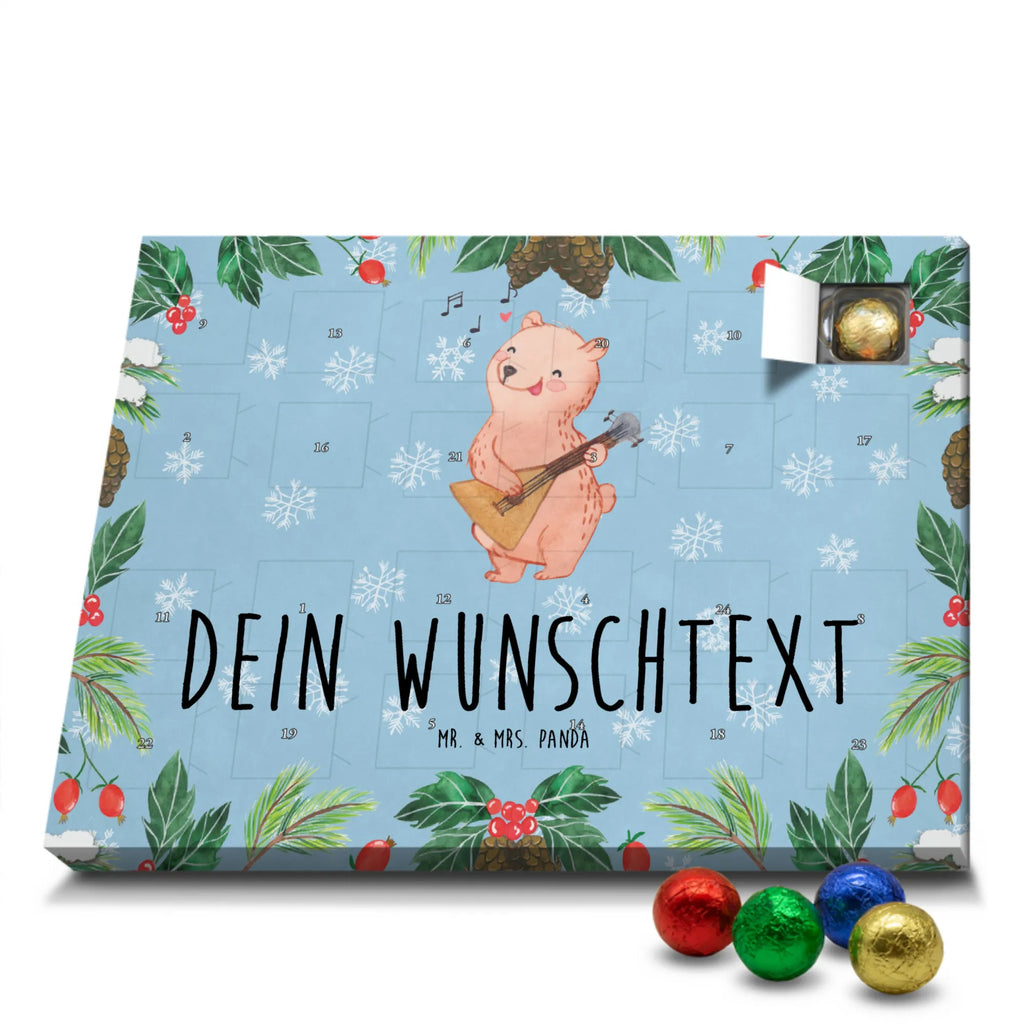 Personalisierter Schoko Adventskalender Bär Balalaika Personalisierter Adventskalender, Adventskalender mit Namen, Instrumente, Geschenke Musiker, Musikliebhaber, Bär, Balalaika, Laute, Saiteninstrument, Zupfinstrument