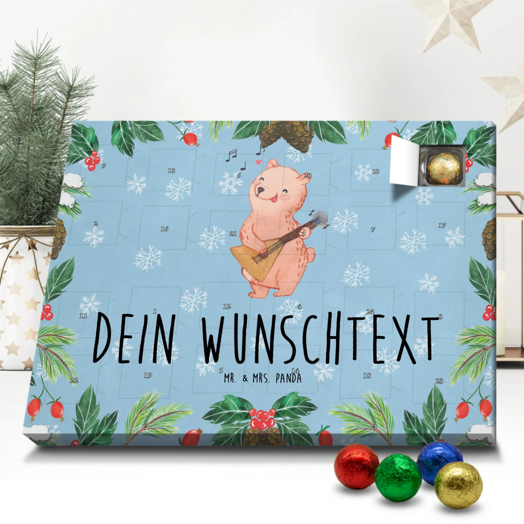 Personalisierter Schoko Adventskalender Bär Balalaika Personalisierter Adventskalender, Adventskalender mit Namen, Instrumente, Geschenke Musiker, Musikliebhaber, Bär, Balalaika, Laute, Saiteninstrument, Zupfinstrument