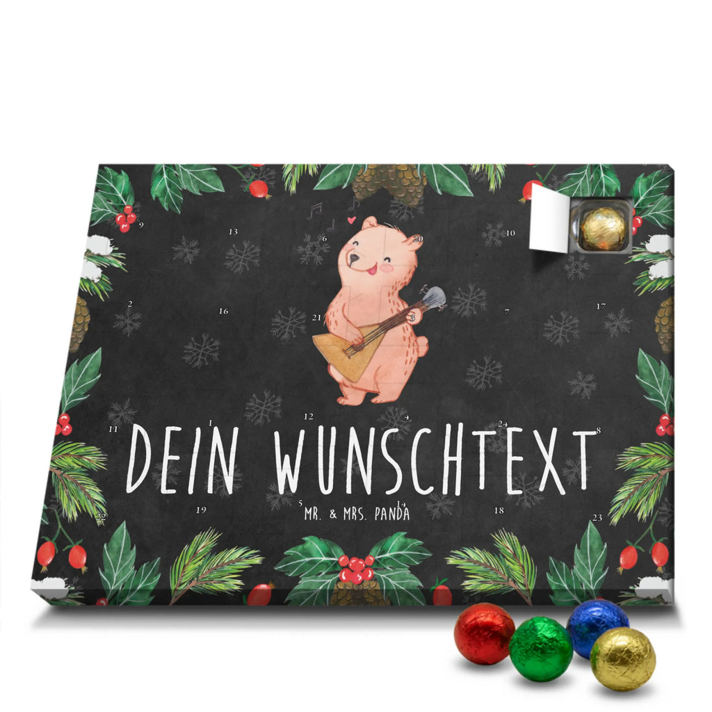 Personalisierter Schoko Adventskalender Bär Balalaika Personalisierter Adventskalender, Adventskalender mit Namen, Instrumente, Geschenke Musiker, Musikliebhaber, Bär, Balalaika, Laute, Saiteninstrument, Zupfinstrument