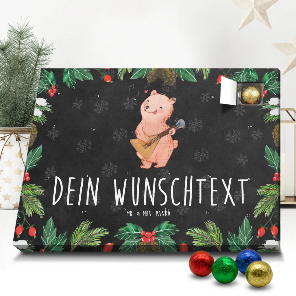 Personalisierter Schoko Adventskalender Bär Balalaika Personalisierter Adventskalender, Adventskalender mit Namen, Instrumente, Geschenke Musiker, Musikliebhaber, Bär, Balalaika, Laute, Saiteninstrument, Zupfinstrument