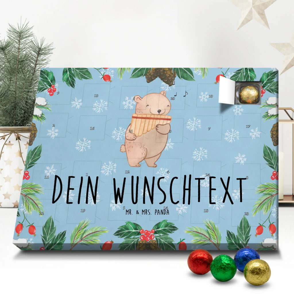 Personalisierter Schoko Adventskalender Bär Panflöte Personalisierter Adventskalender, Adventskalender mit Namen, Instrumente, Geschenke Musiker, Musikliebhaber, Bär, Panflöte, Flöte, Pan, Blasinstrument