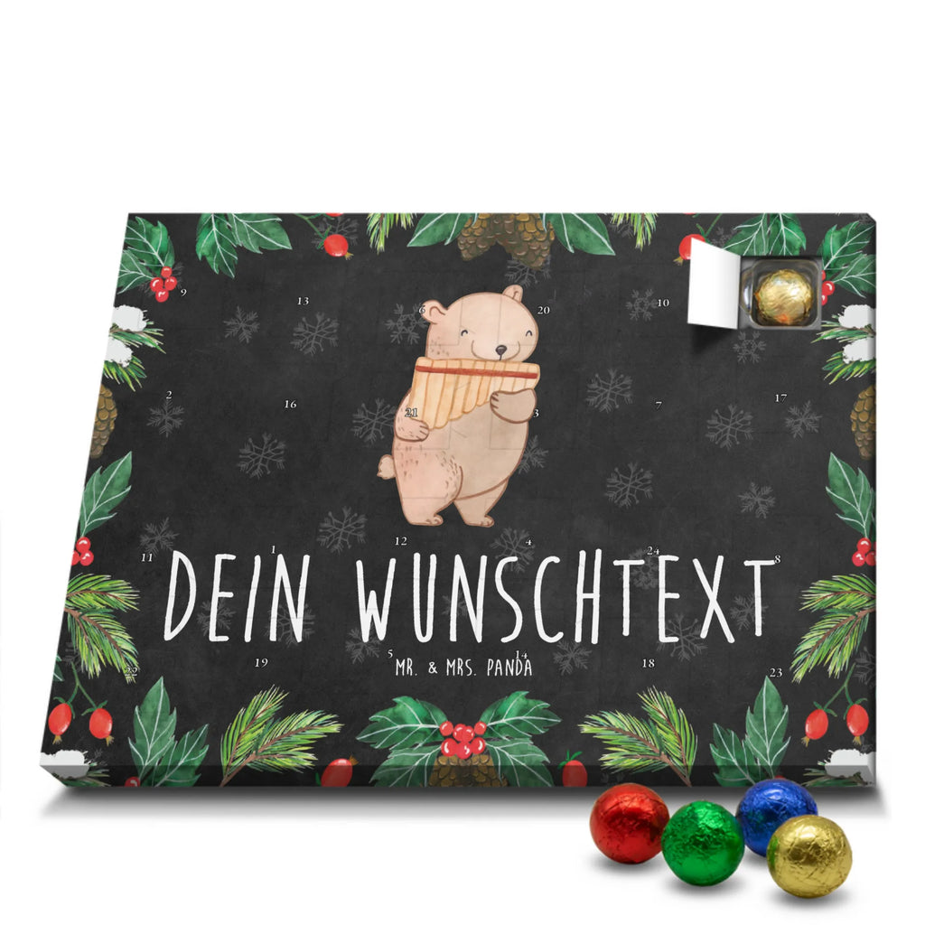 Personalisierter Schoko Adventskalender Bär Panflöte Personalisierter Adventskalender, Adventskalender mit Namen, Instrumente, Geschenke Musiker, Musikliebhaber, Bär, Panflöte, Flöte, Pan, Blasinstrument